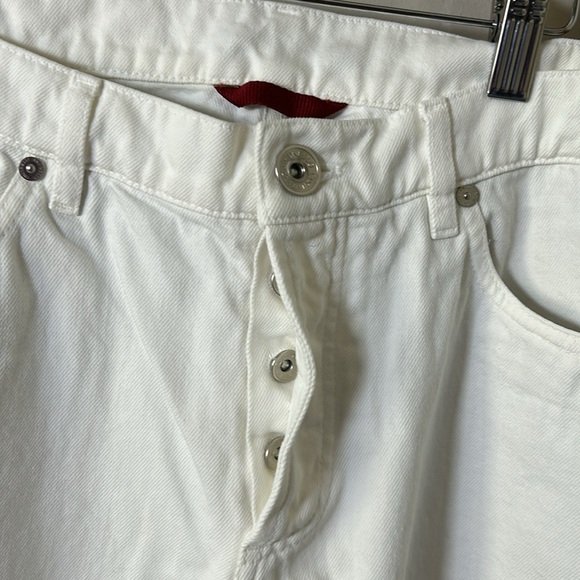 BRUNELLO CUCINELLI Mens Slim Fit Straight Leg Logo Embroidered Jeans White 35x32 - Picture 6 of 16